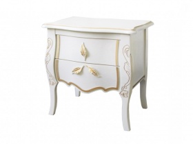 Тумба прикроватная "Трио" белая эмаль с золотой патиной