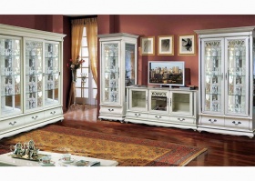 Тумба "Оскар" белая эмаль с темной патиной