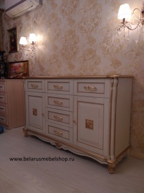 Тумба "Алези 3 Люкс" П350.03л слоновая кость с золочением