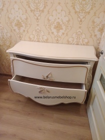 Комод "Трио" белая эмаль с золотой патиной