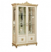Шкаф с витриной "Алези 2 Люкс" П350.19л слоновая кость с золочением
