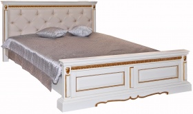 Кровать двуспальная "Милана" слоновая кость с золочением(мягкое изголовье)