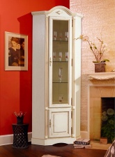 Шкаф с витриной угловой "Рубин" 16 эмаль золотая