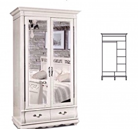 Шкаф двухдверный "Оскар" белая эмаль с темной патиной.В НАЛИЧИИ.