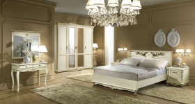 Спальня "Алези-7" слоновая кость с золочением
